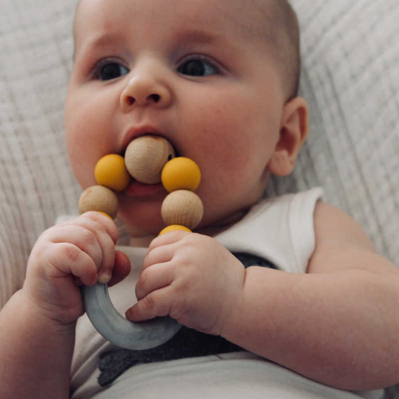 Gemini Teether - Baby Pink &amp; Marble