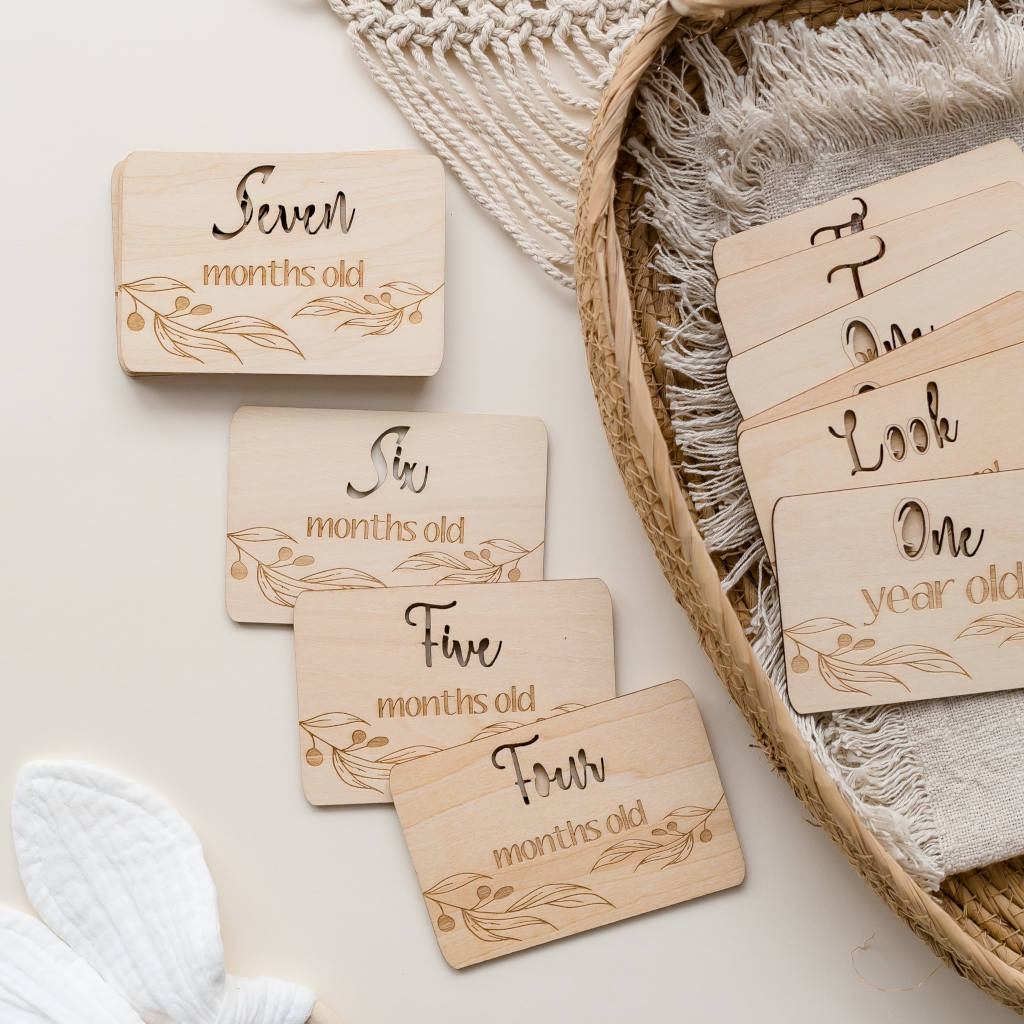 Timber Monthly Milestone Cards - Olive Leaf