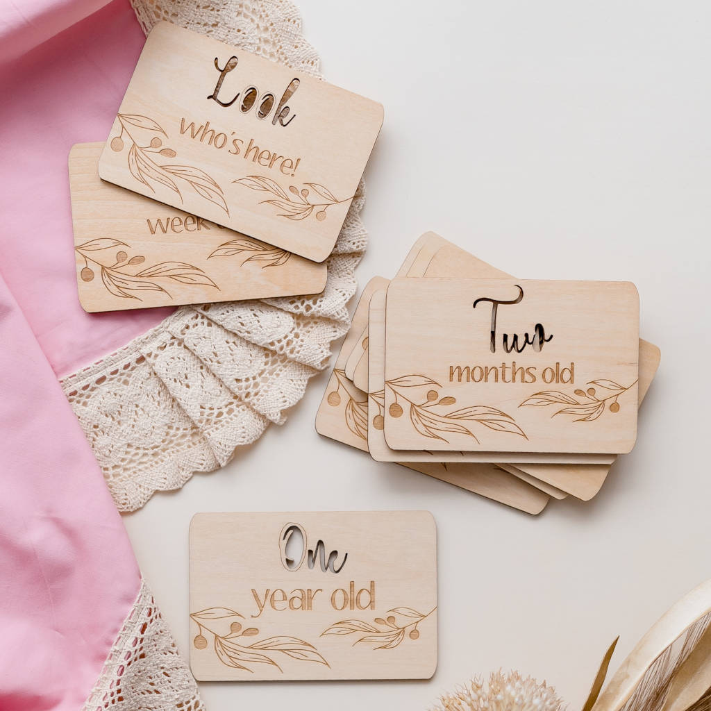 Timber Monthly Milestone Cards - Olive Leaf