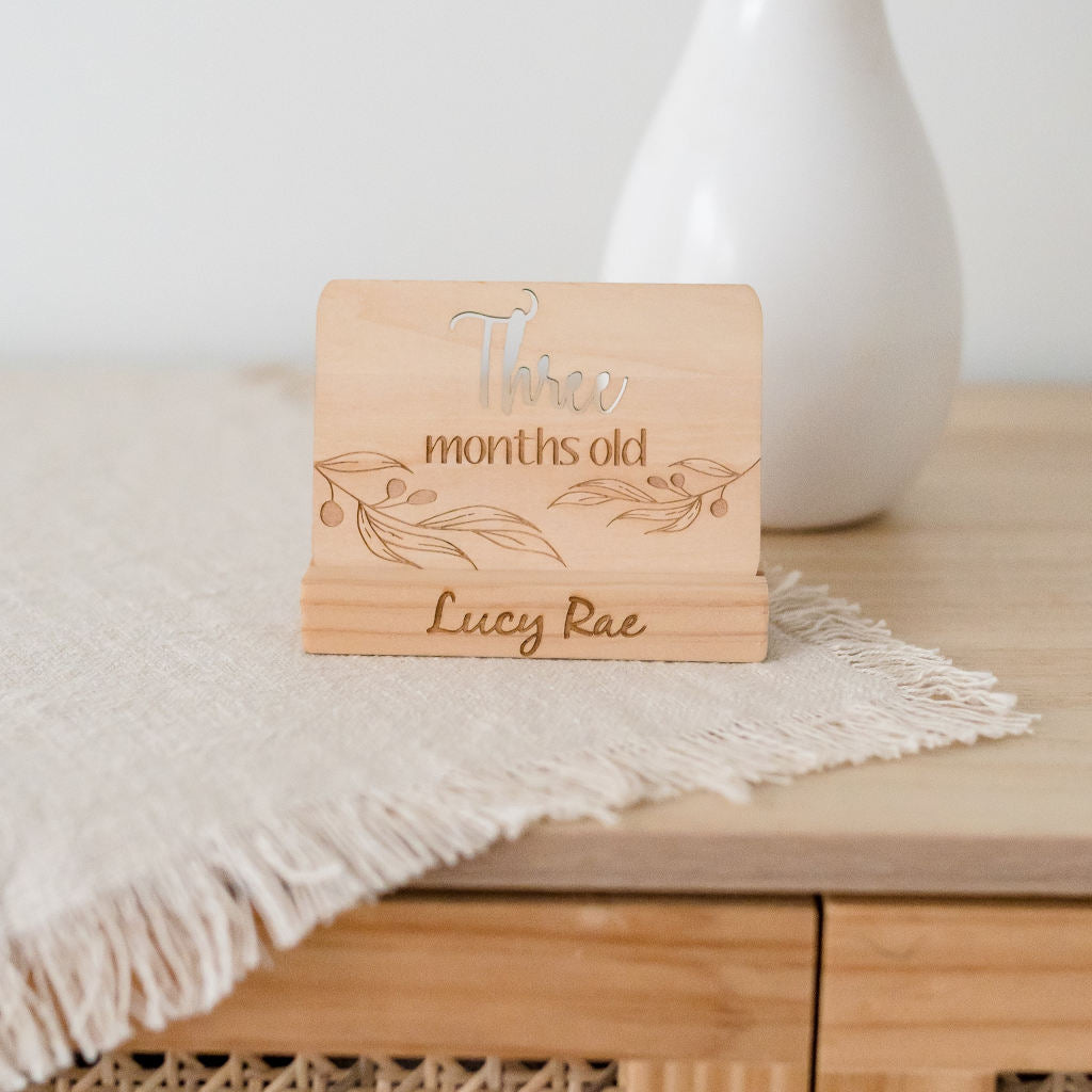 Wooden Milestone Card Stand. Made in Australia