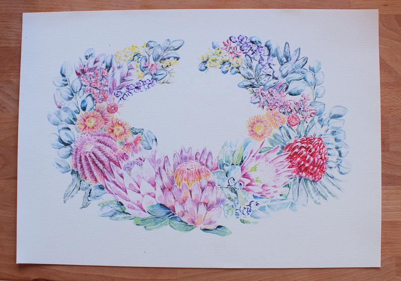 Native Floral Wreath Print