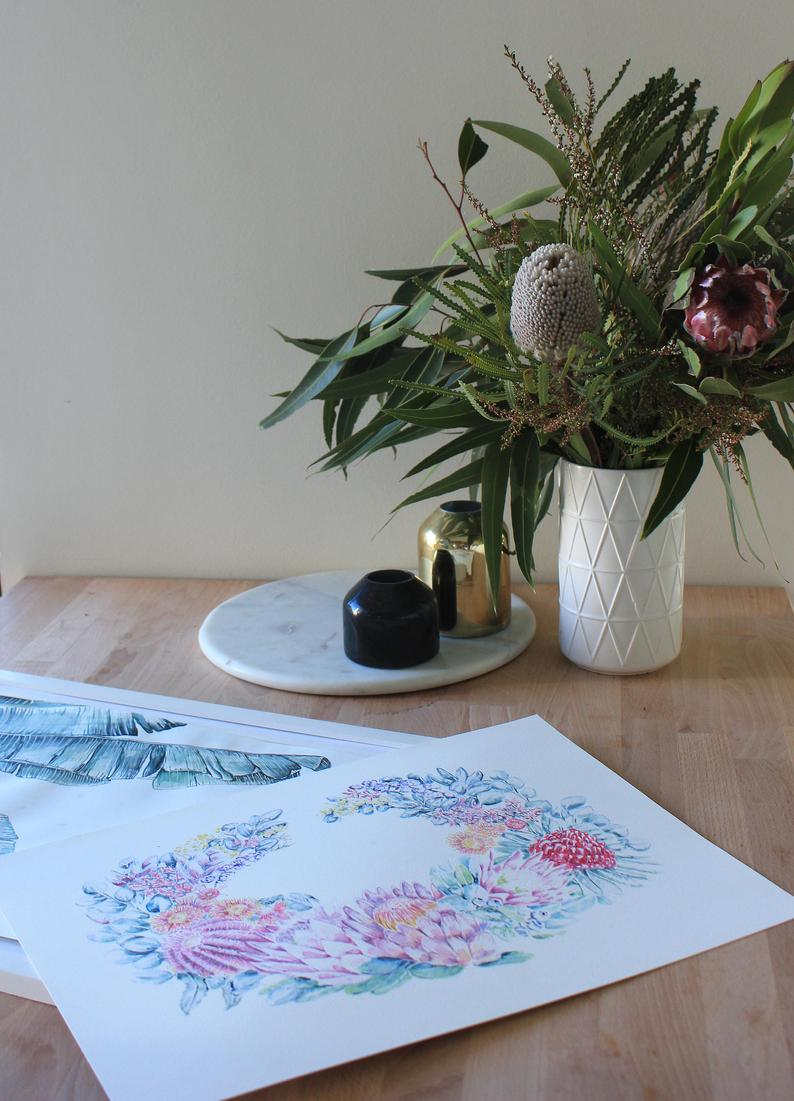 Native Floral Wreath Print