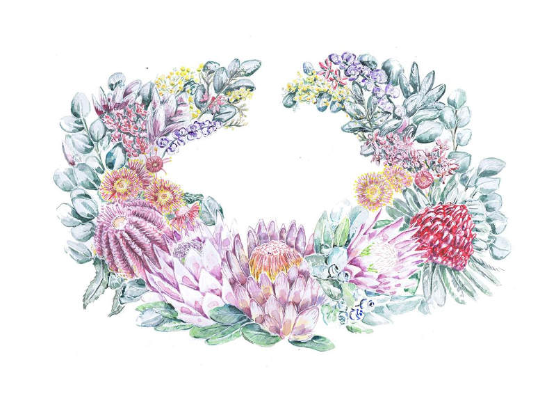 Native Floral Wreath Print