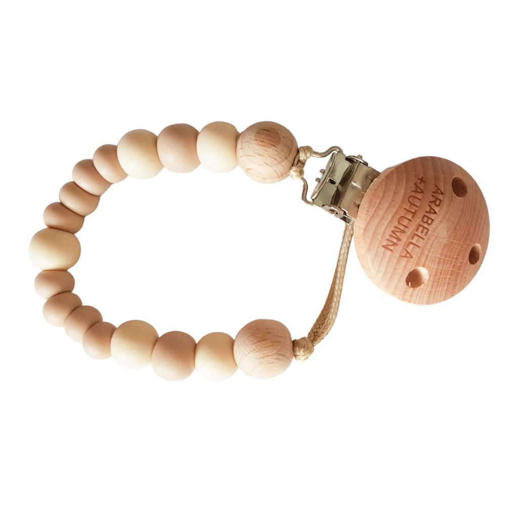 Beaded Dummy Clip - Cream &amp; Oatmeal