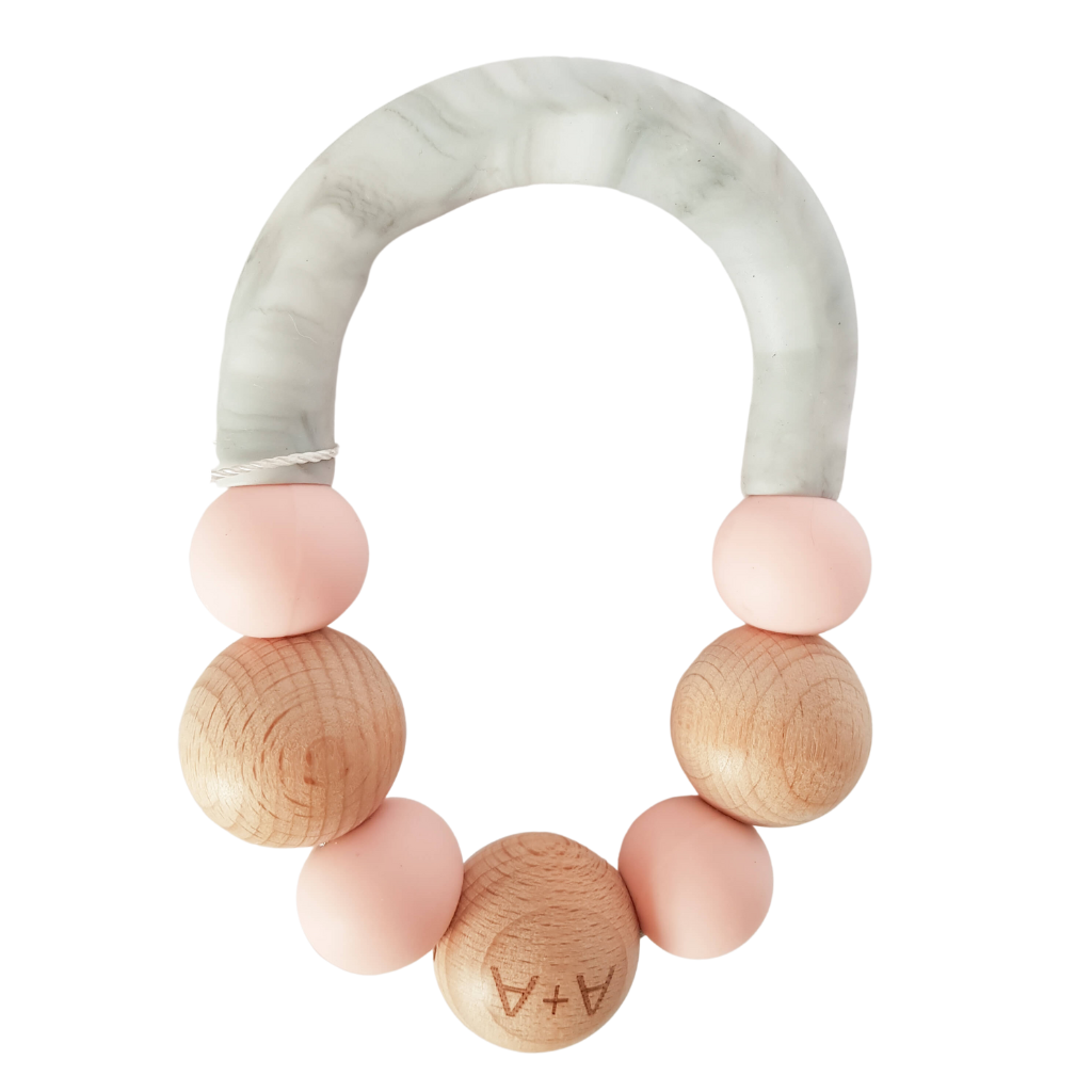 Gemini Teether - Baby Pink &amp; Marble