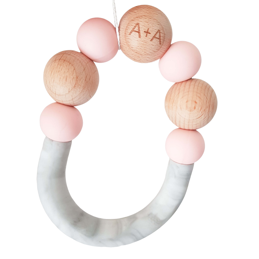Gemini Teether - Baby Pink &amp; Marble