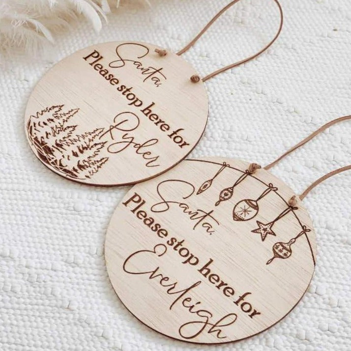 Santa stop here hanging plaque