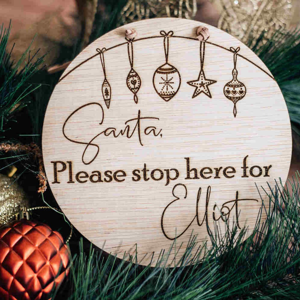 Santa stop here hanging plaque