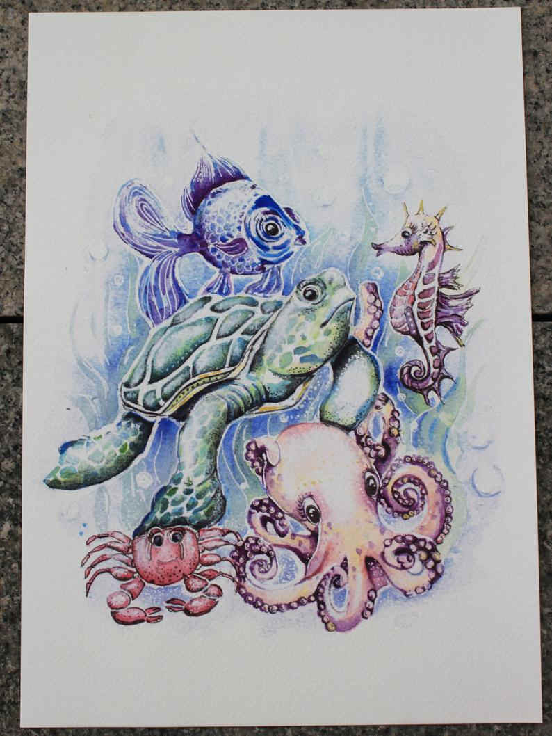 Adorable Sea Babies Print