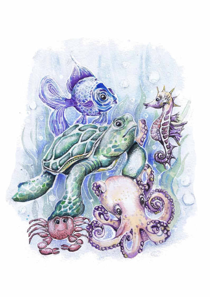 Adorable Sea Babies Print