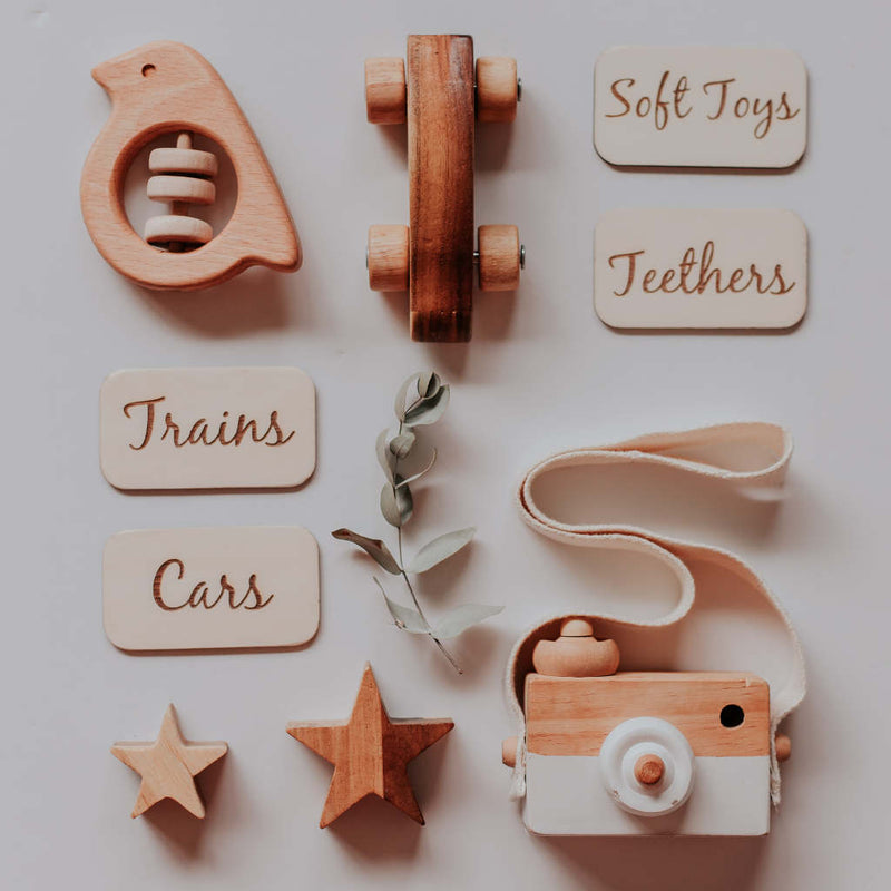 Toy Box Labels Wooden Kids Decor Living
