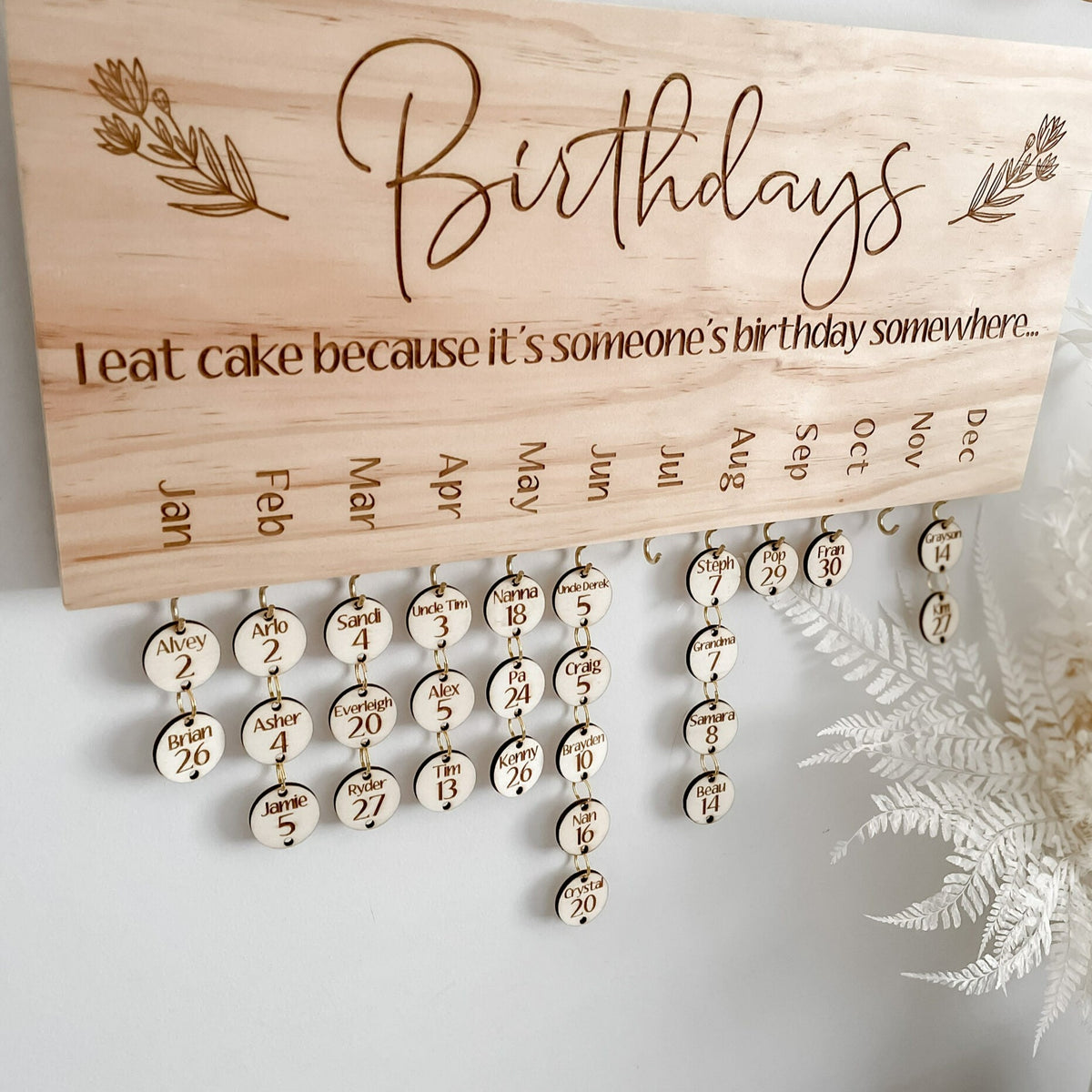 Birthday Calendar Tags Honeycomb Living Decor Australia