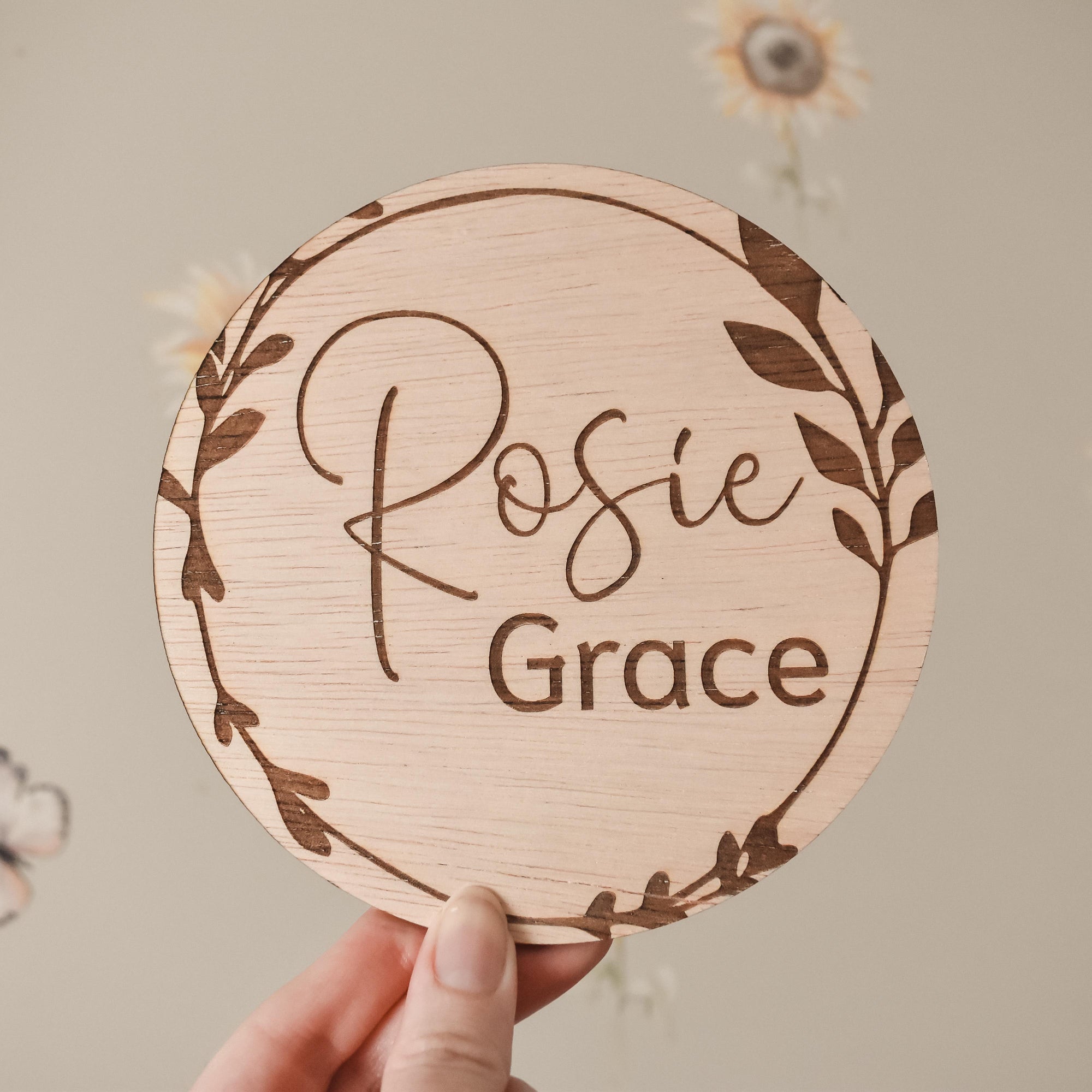 Round Name Plaque | Custom Made | Wooden Baby Keepsakes | Australia ...